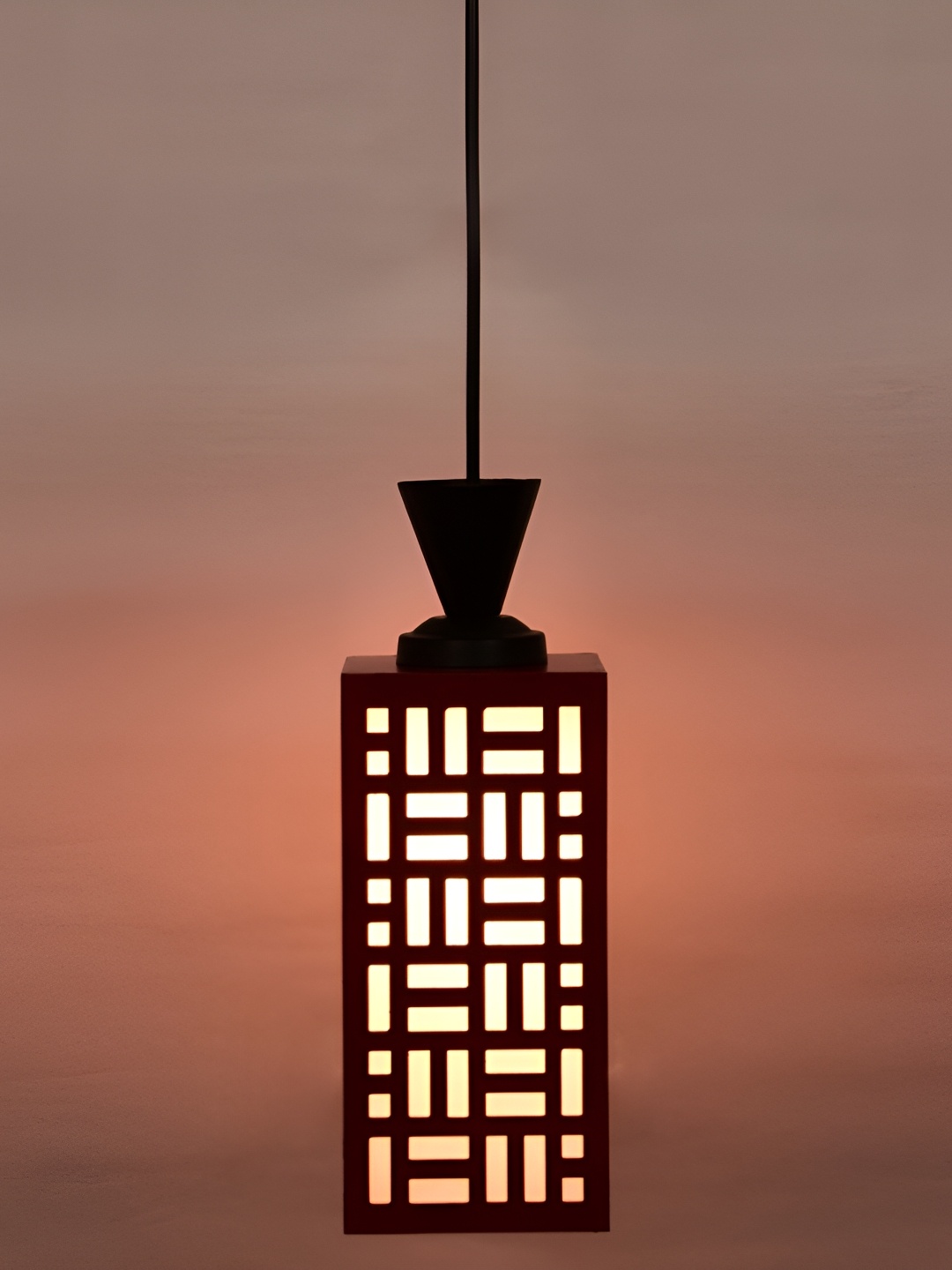 

Afast Red and White Wooden Textured Contemporary Ceiling Lamp