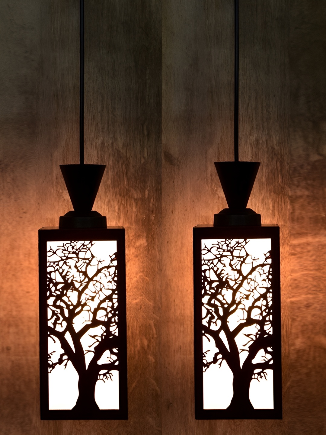 

Afast Brown and White 2 Pieces Wooden Contemporary Ceiling Lamps