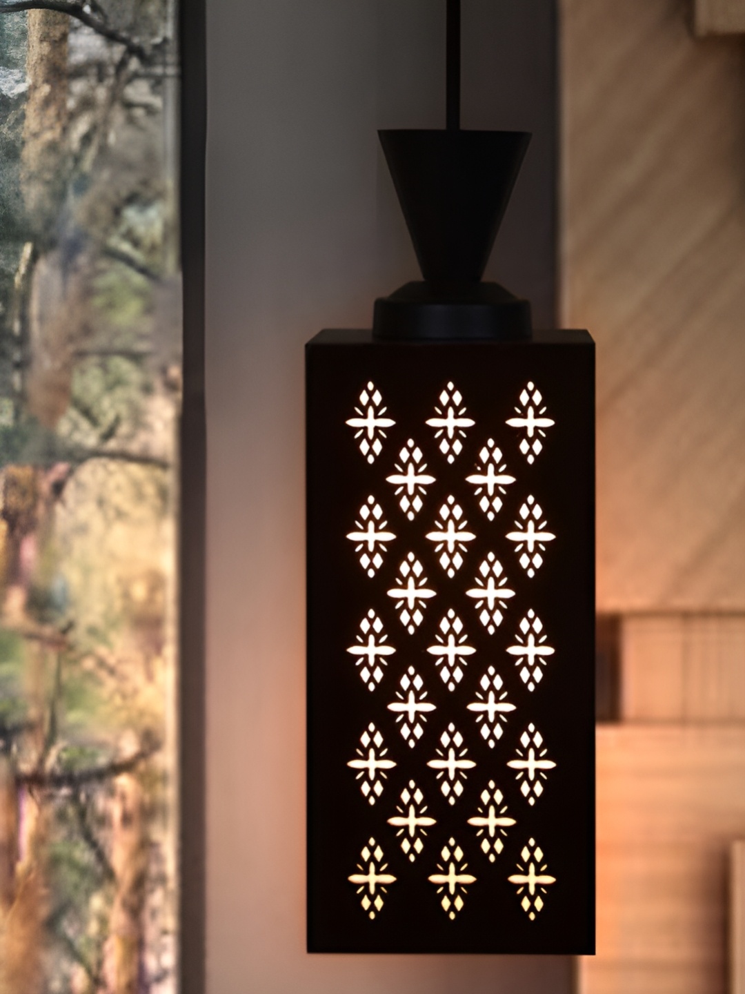 

Afast Brown and White Wooden Textured Contemporary Ceiling Lamp