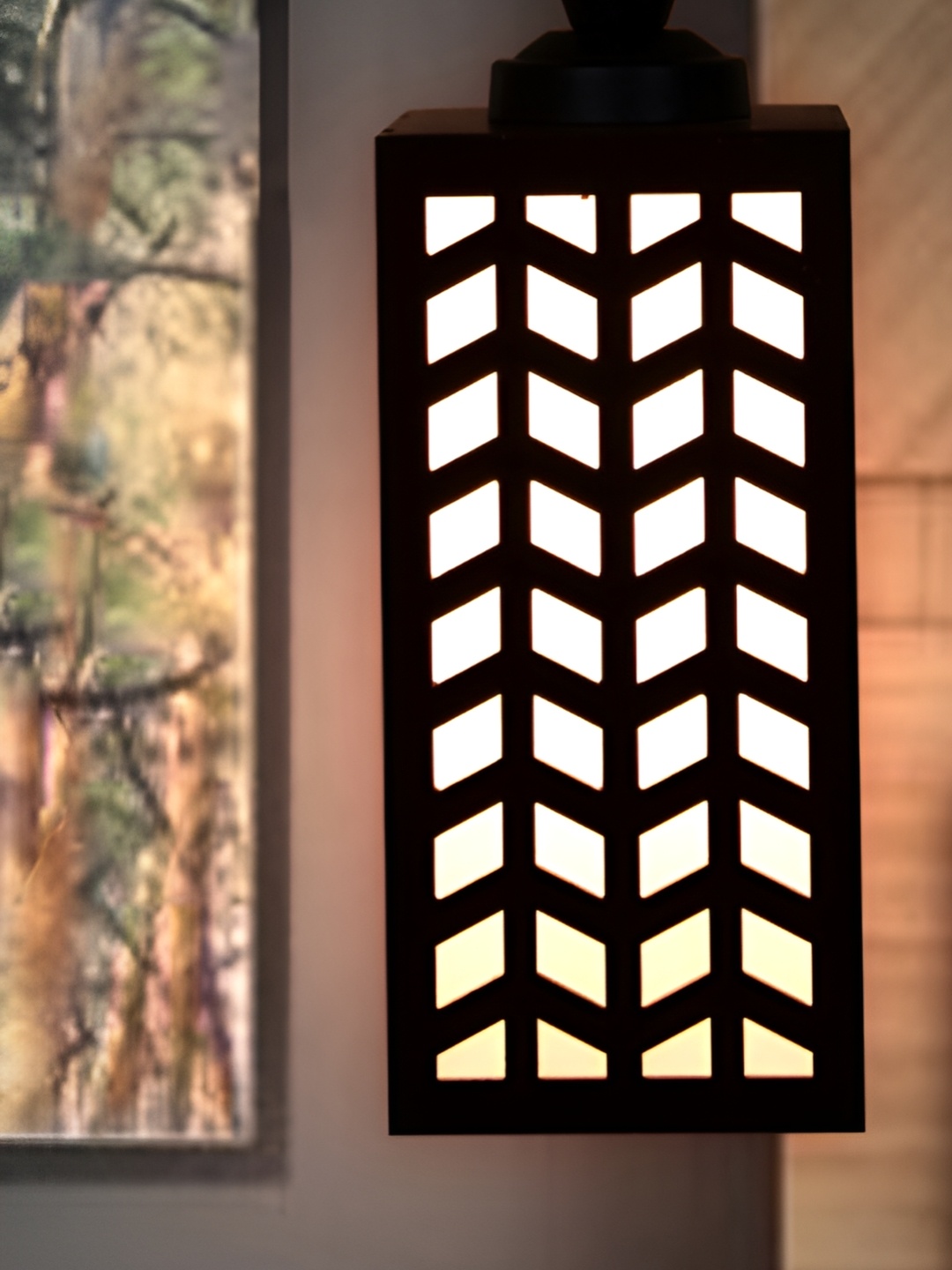 

Afast Brown and White Wooden Textured Contemporary Ceiling Lamp