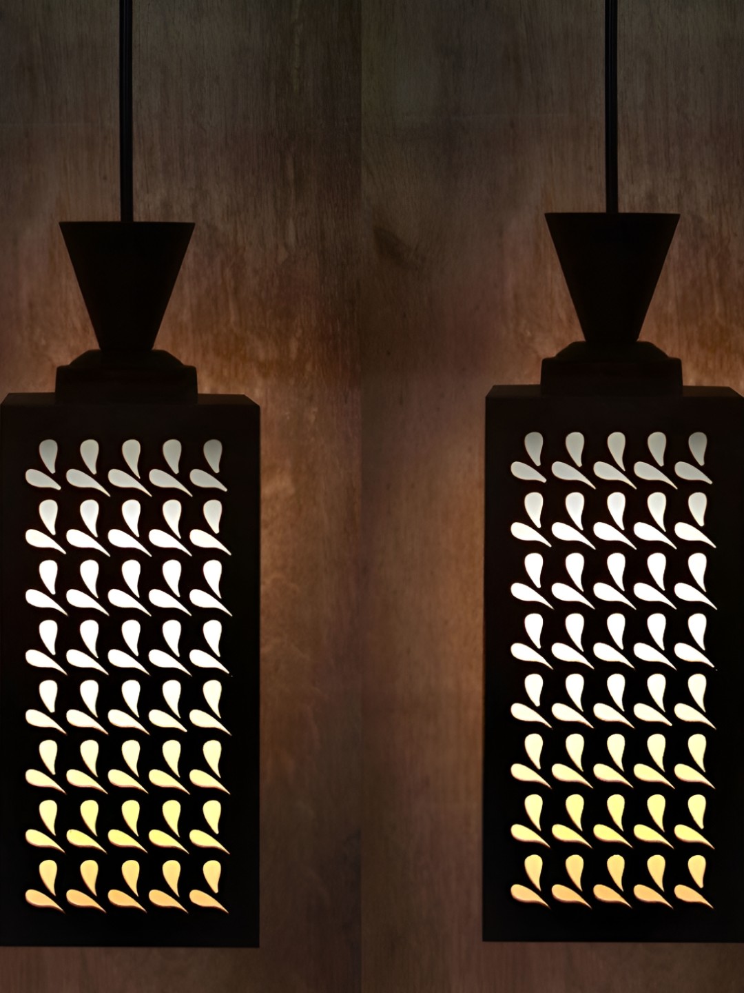 

Afast Brown and White 2 Pieces Wooden Textured Contemporary Ceiling Lamp