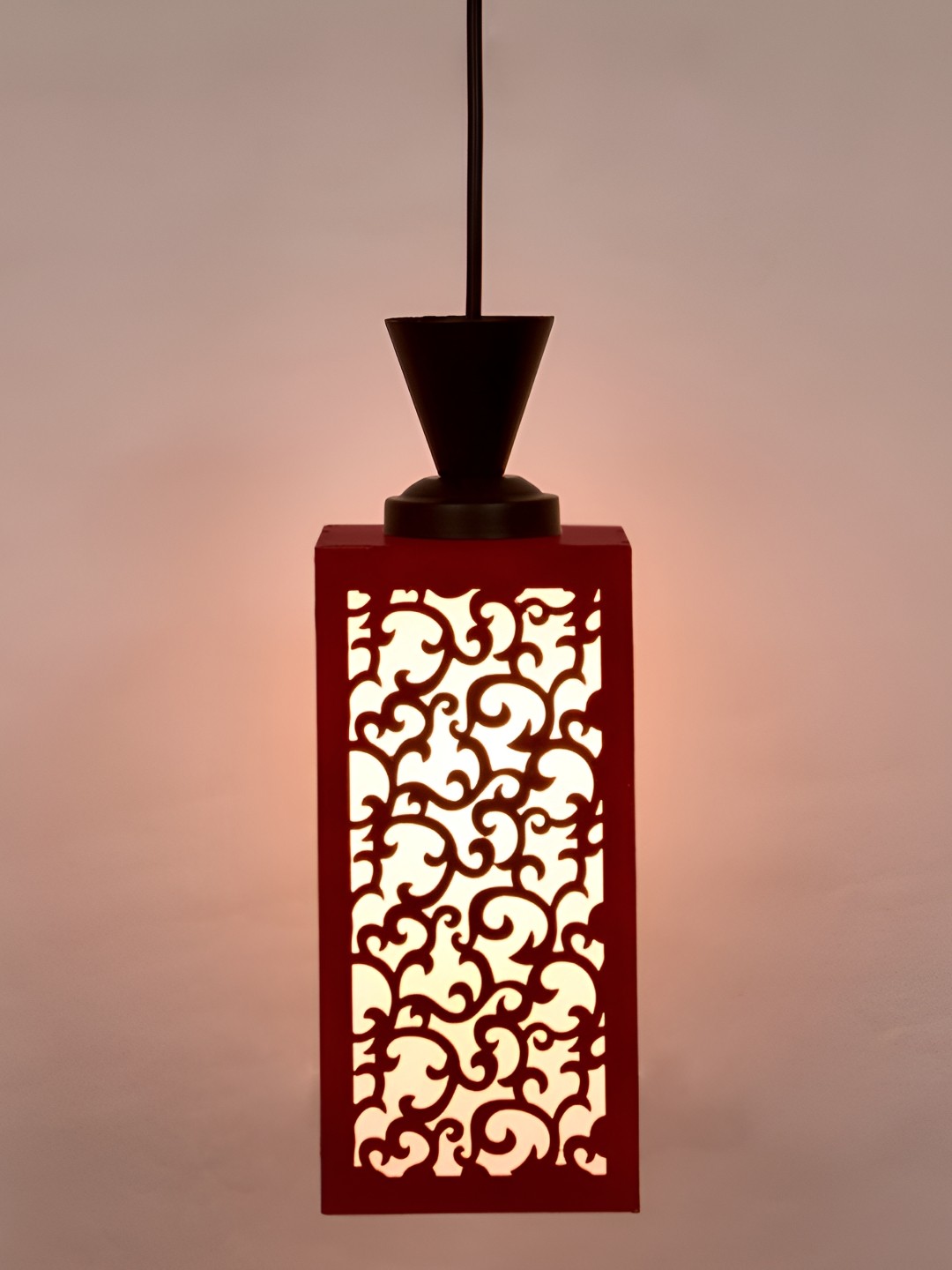 

Afast Red and White Wooden Textured Contemporary Ceiling Lamp