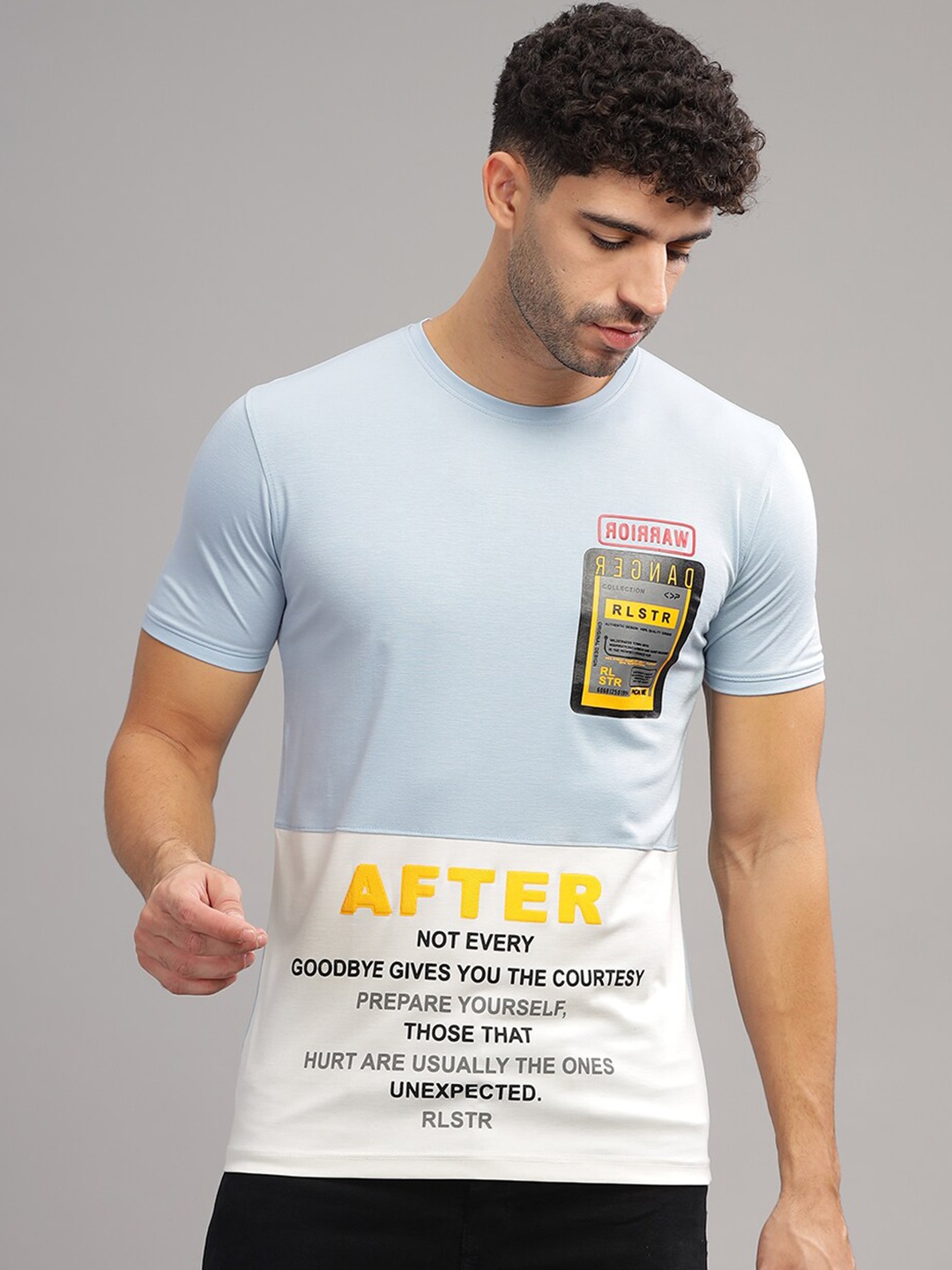 

Parcel Yard Typography Printed Round Neck Cotton T-shirt, Blue