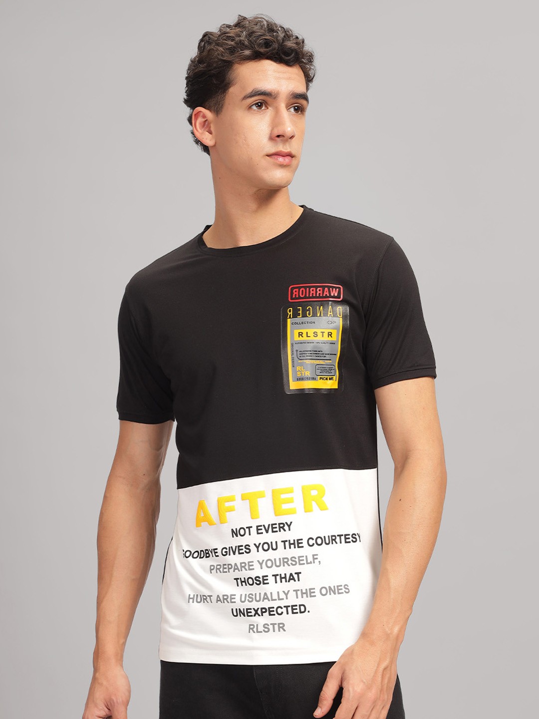 

Parcel Yard Typography Printed Round Neck Short Sleeves Cotton Regular T-shirt, Black