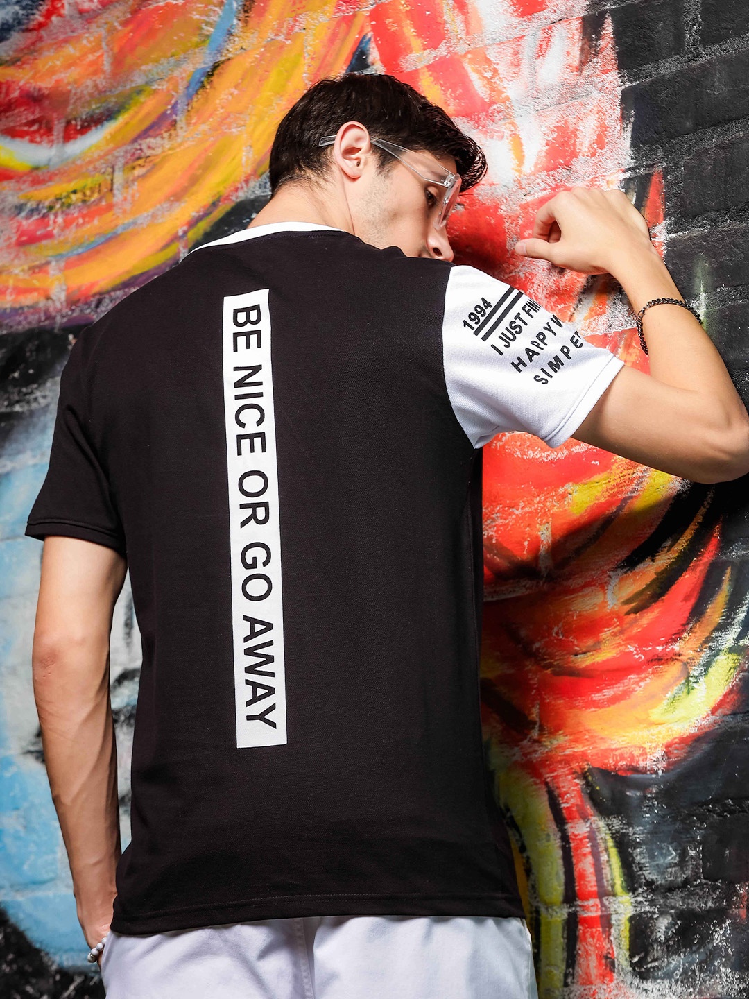

Parcel Yard Typography Printed Round Neck Cotton T-shirt, Black