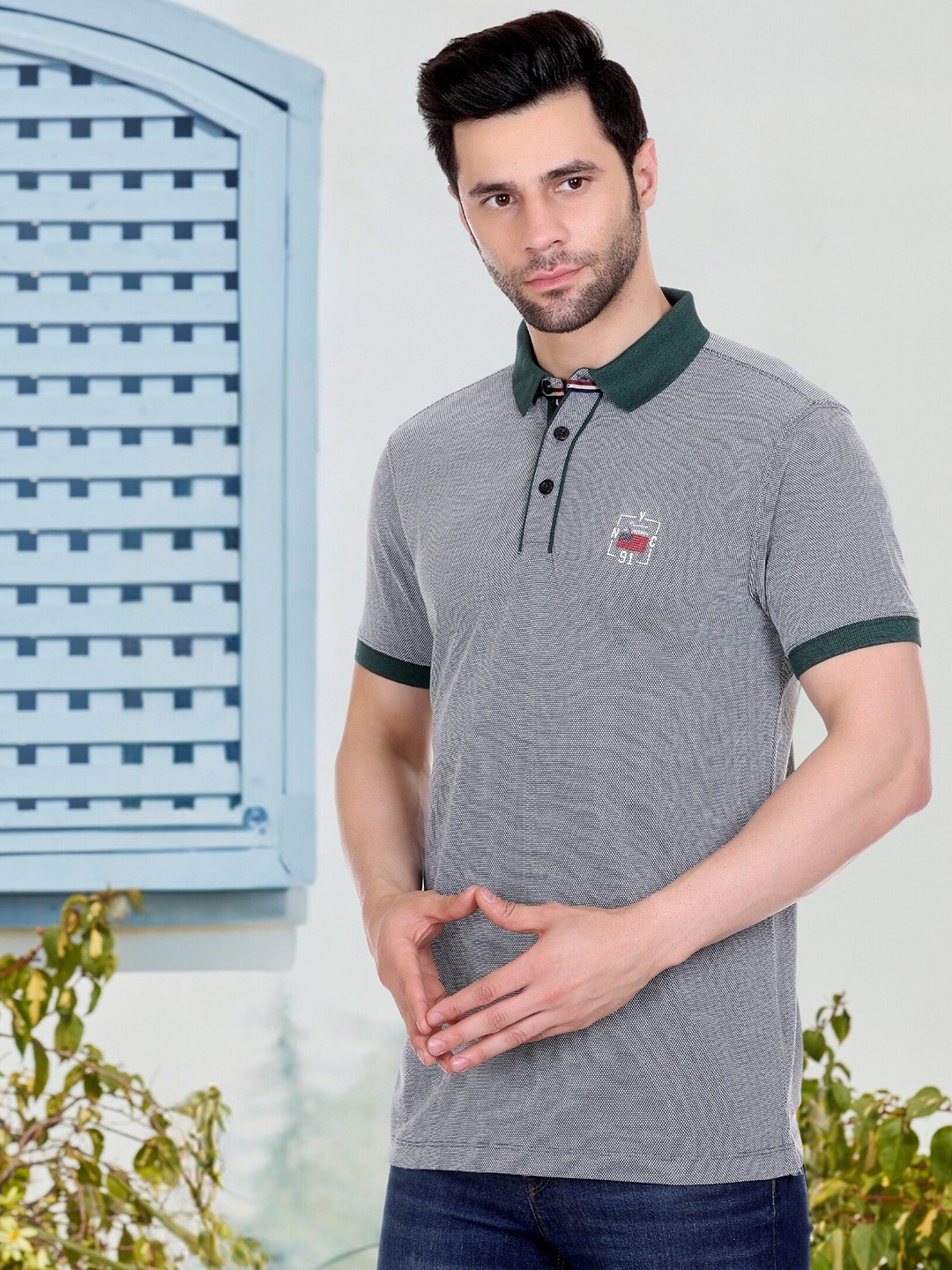 

AXMANN Short Sleeves Polo Collar Cotton T-shirt, Green