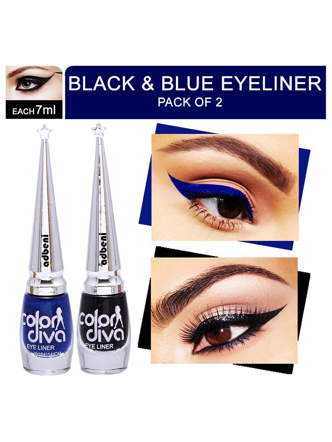 

Adbeni Color Diva Set Of 2 Long Lasting Liquid Eyeliner - 6ml Each - Black-Blue