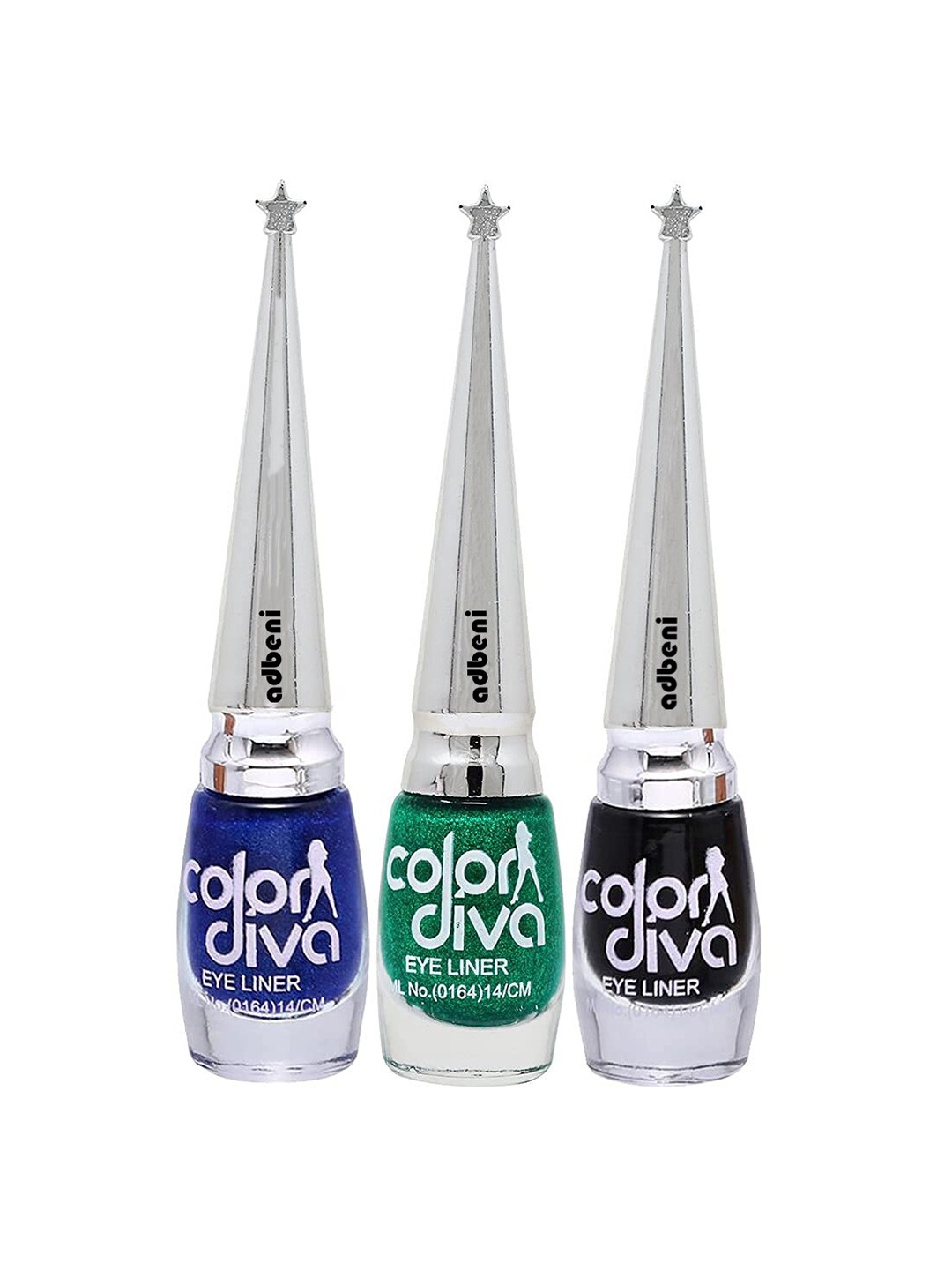 

Adbeni Color Diva Set Of 3 Long Lasting Liquid Eyeliner - 6ml Each - Black-Blue-Green