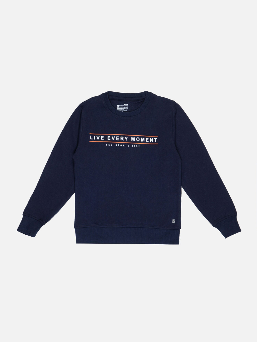 

Bodycare Kids Boys Typography Printed Cotton Pullover Sweatshirt, Navy blue
