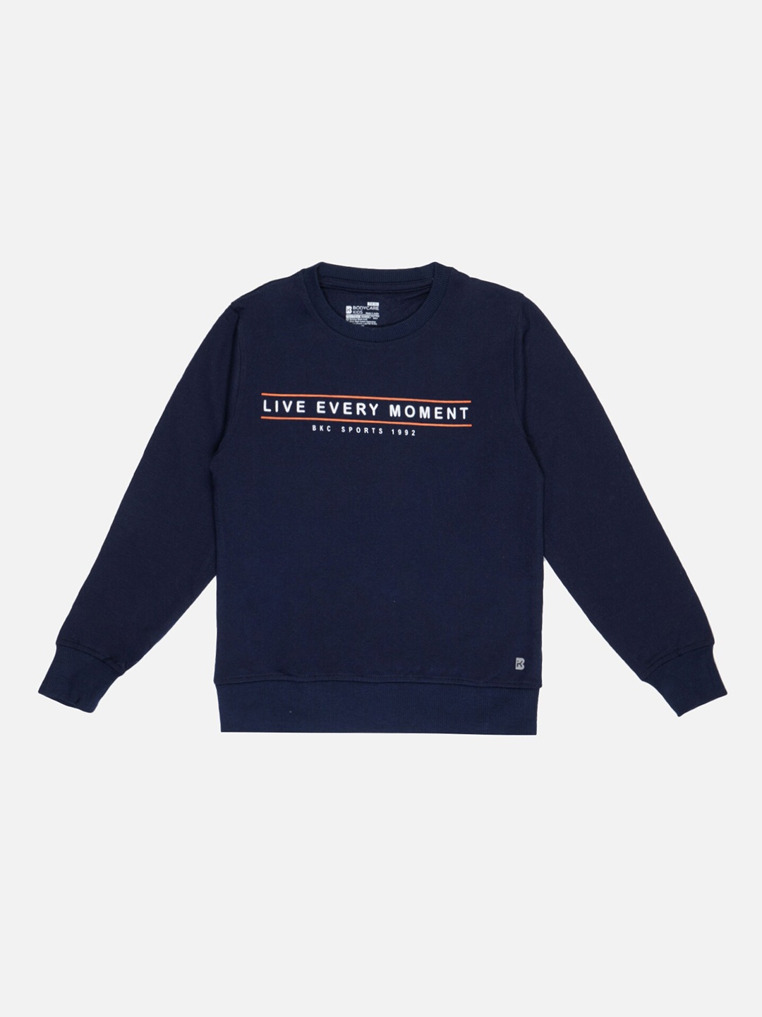 

Bodycare Kids Boys Typography Printed Cotton Pullover Sweatshirt, Navy blue