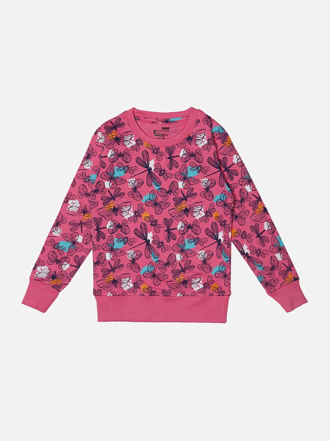

Bodycare Kids Girls Floral Printed Cotton Pullover Sweatshirt, Fuchsia