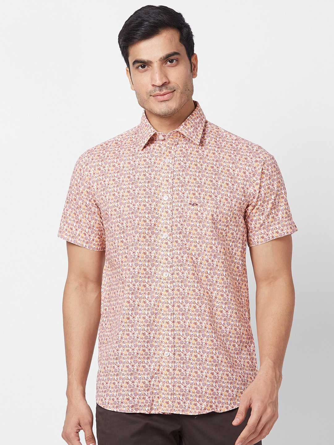 

ColorPlus Tailored Fit Floral Printed Casual Shirt, Orange
