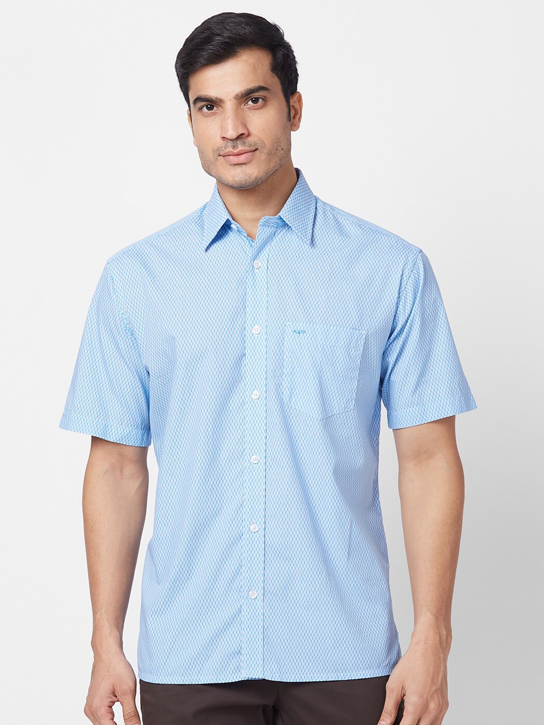 

ColorPlus Printed Cotton Casual Shirt, Blue