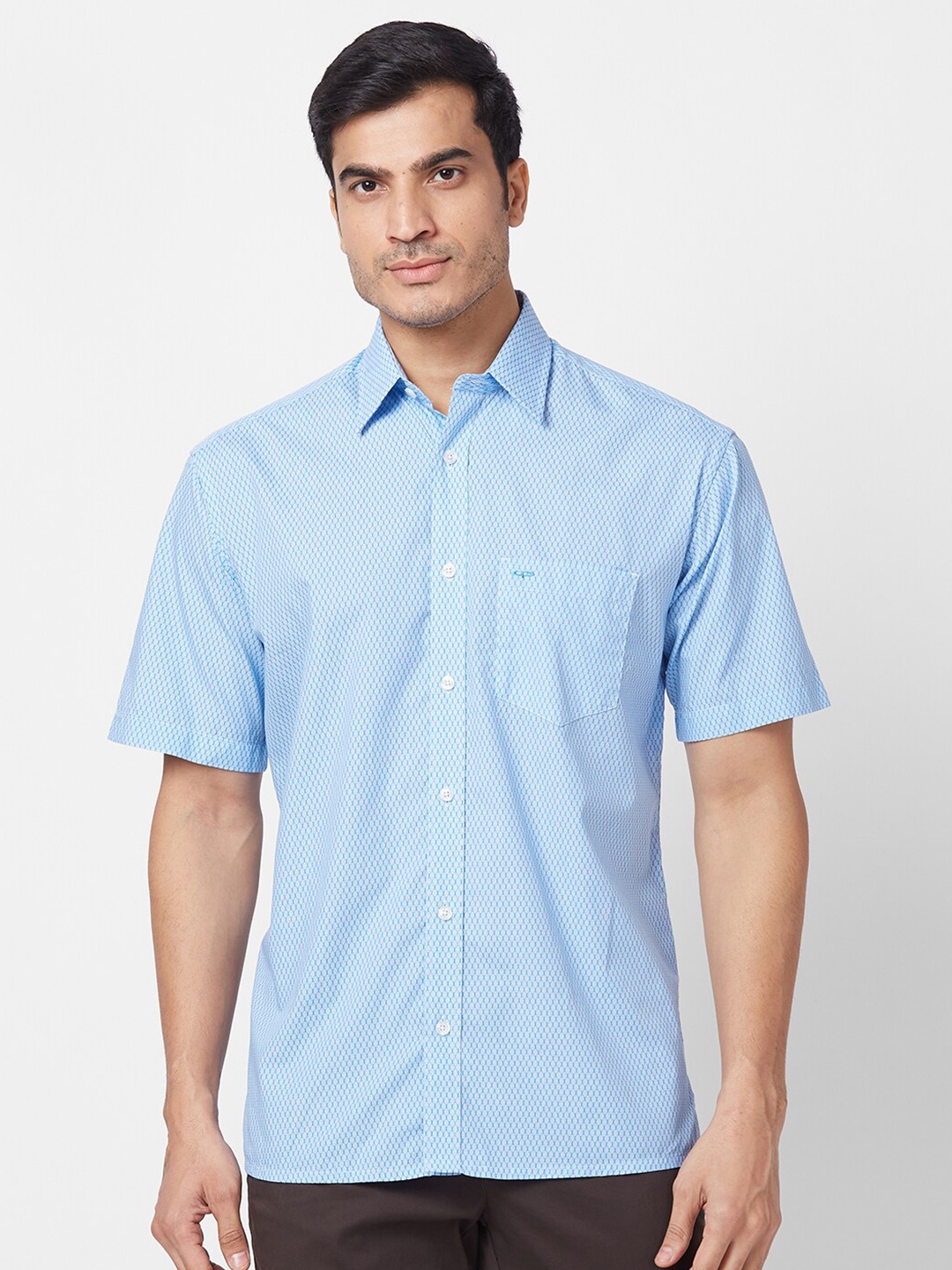 

ColorPlus Micro Disty Printed Cotton Casual Shirt, Blue