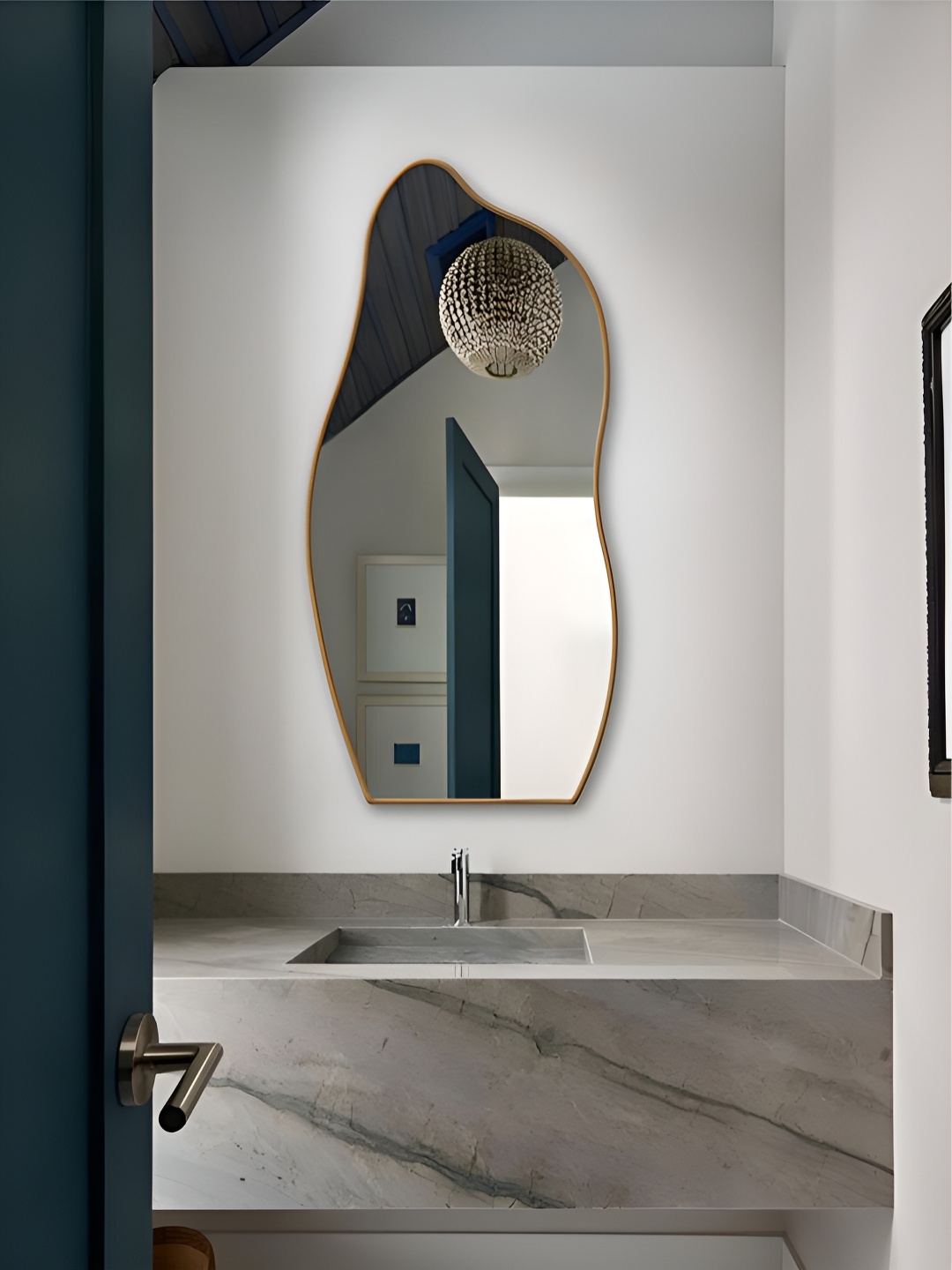 

THE HANDMADE FLAIR Gold Toned Irregular Decorative Mirrors