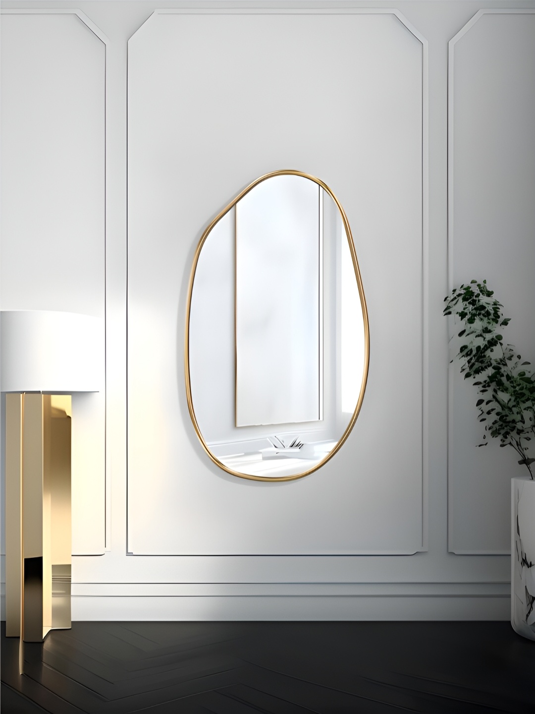 

THE HANDMADE FLAIR Beige Abstarct Shaped Wall Mirror