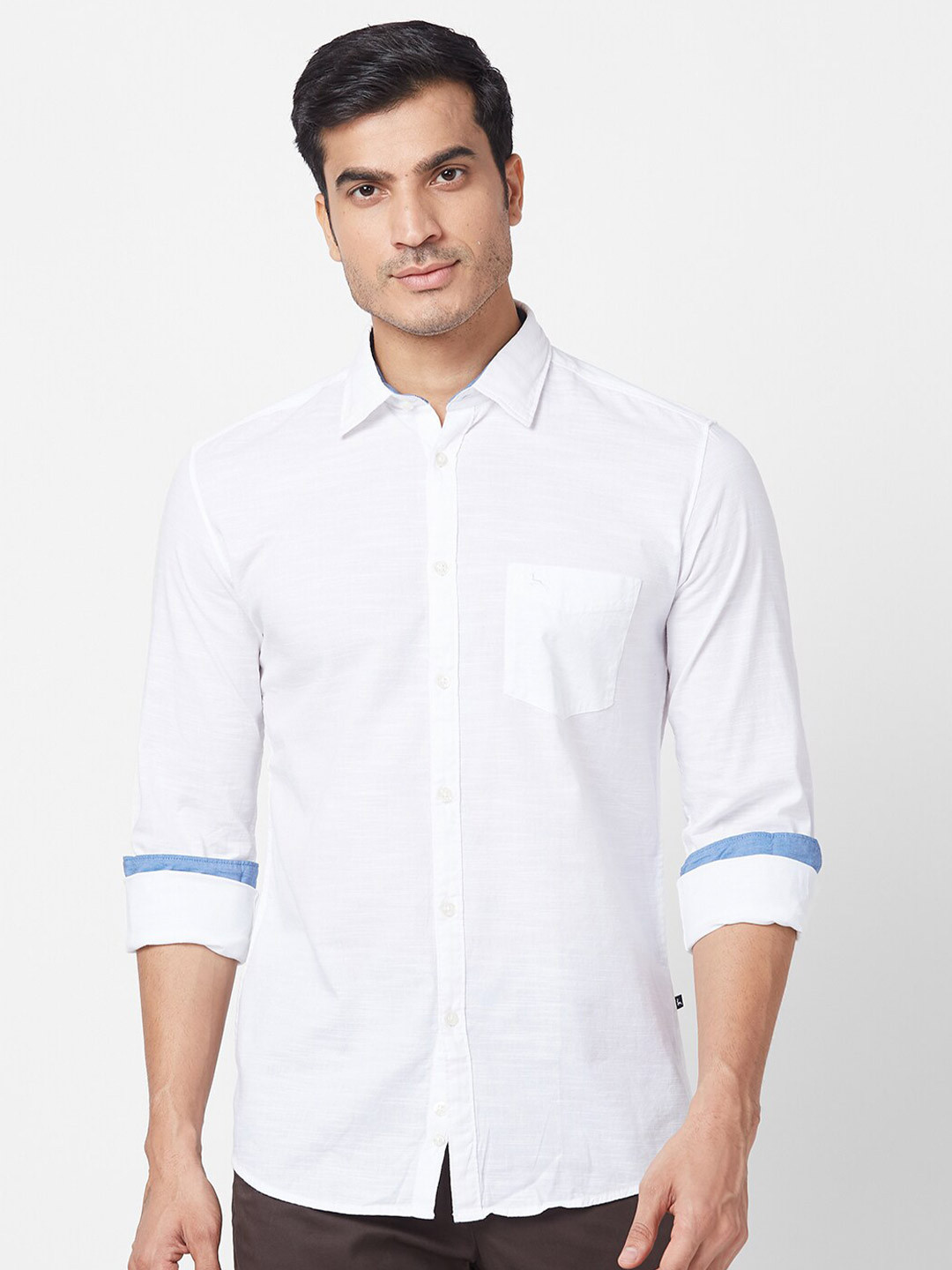 

Parx Slim Fit Spread Collar Casual Shirt, White