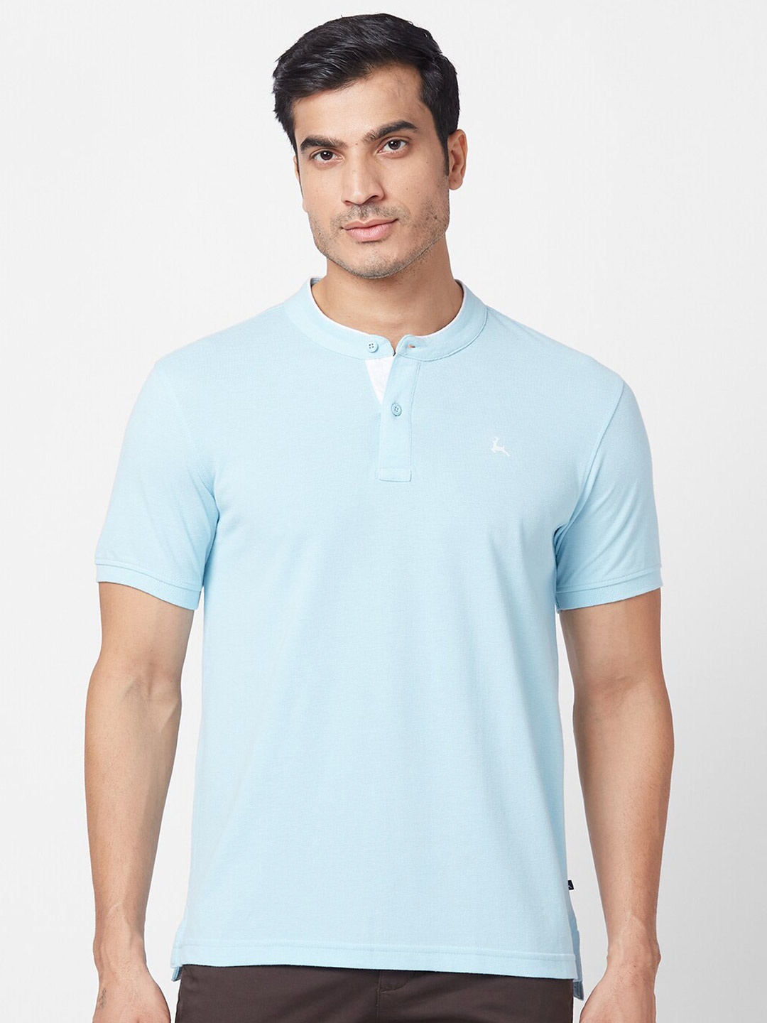 

Parx Regular Fit Henley Neck T-shirt, Blue