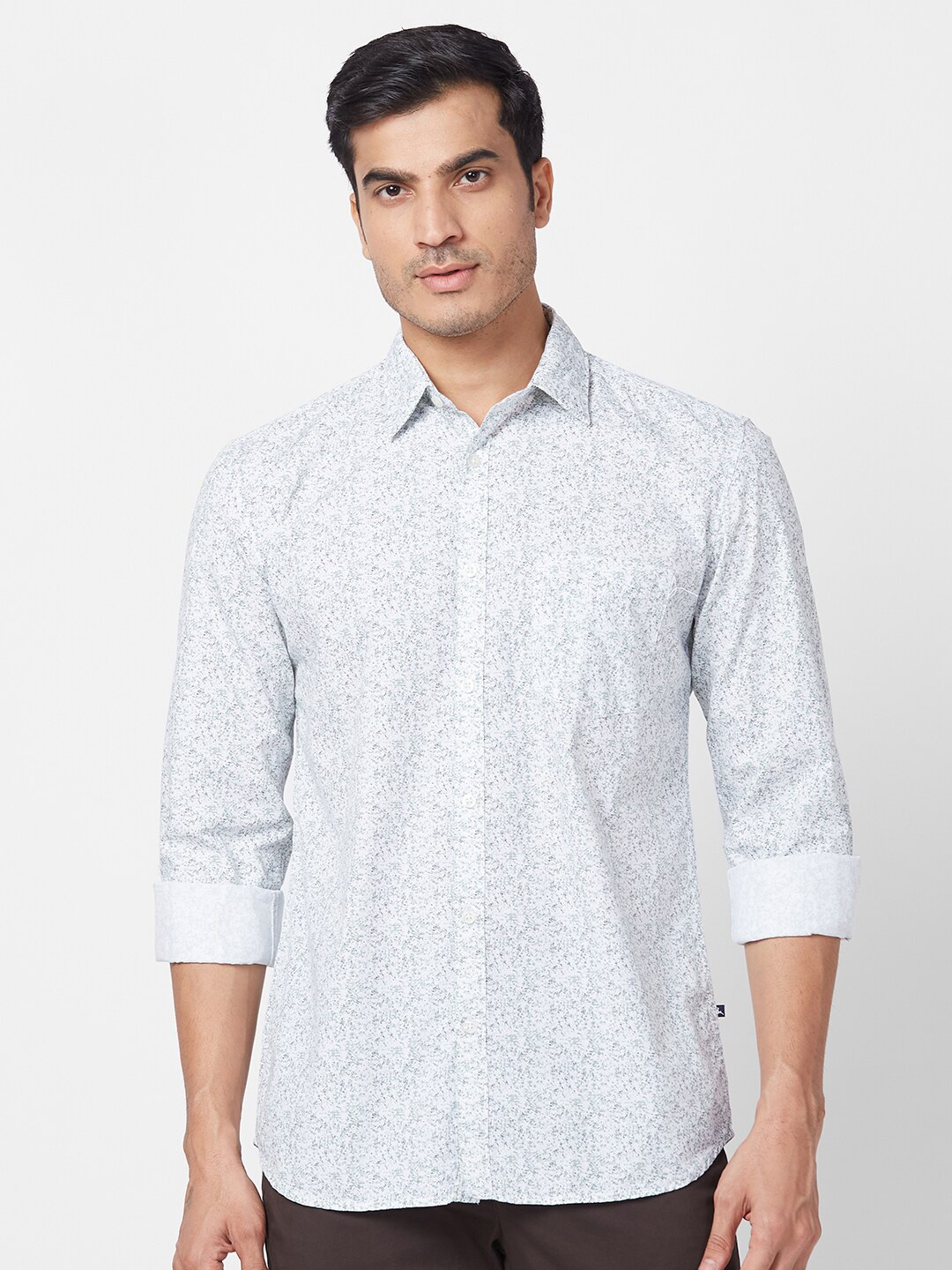 

Parx Slim Fit Floral Printed Casual Cotton Shirt, Green