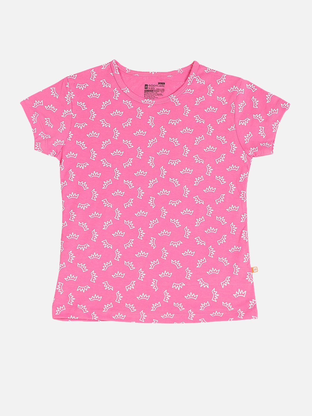 

Bodycare Girls Printed Cotton T-shirt, Pink