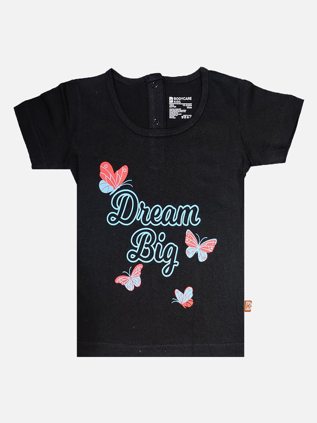 

Bodycare Girls Typography Printed Cotton T-shirt, Black