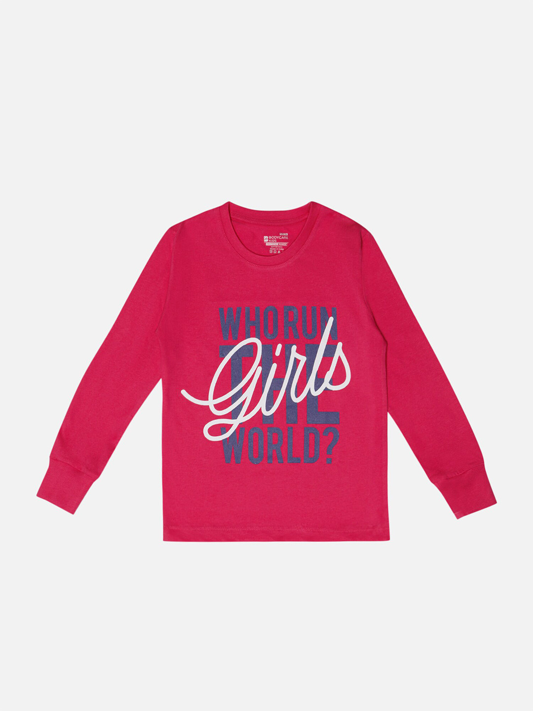 

Bodycare Girls Typography Printed Cotton T-shirt, Fuchsia