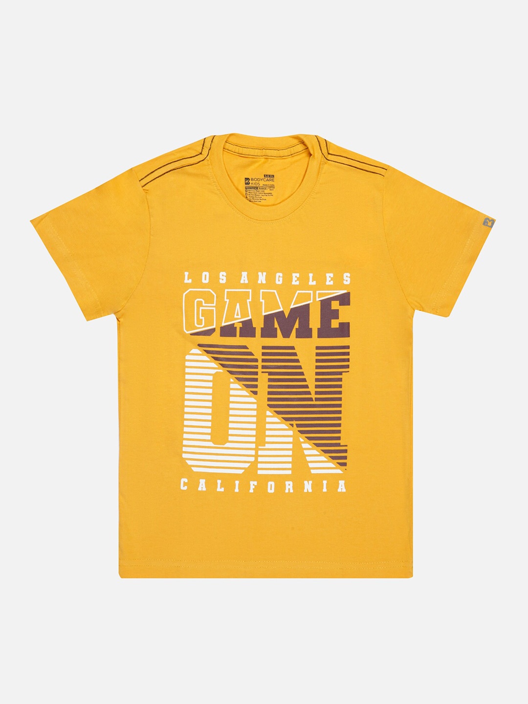 Bodycare Boys Typography Printed Cotton T-shirt, Yellow