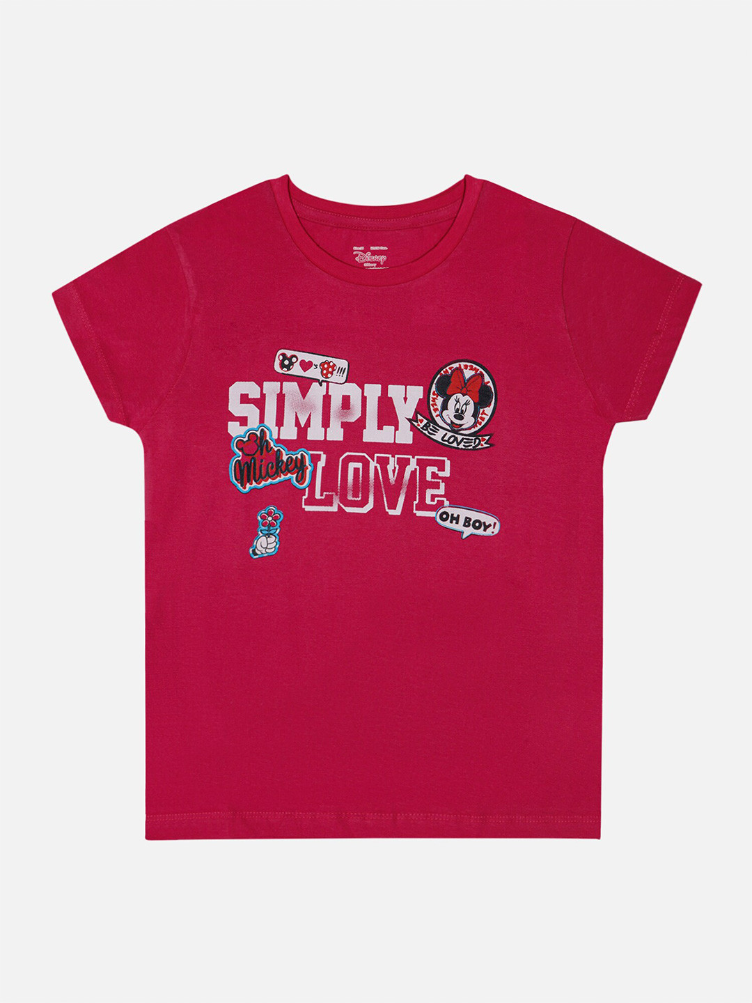 

Bodycare Girls Typography Printed Cotton T-shirt, Fuchsia