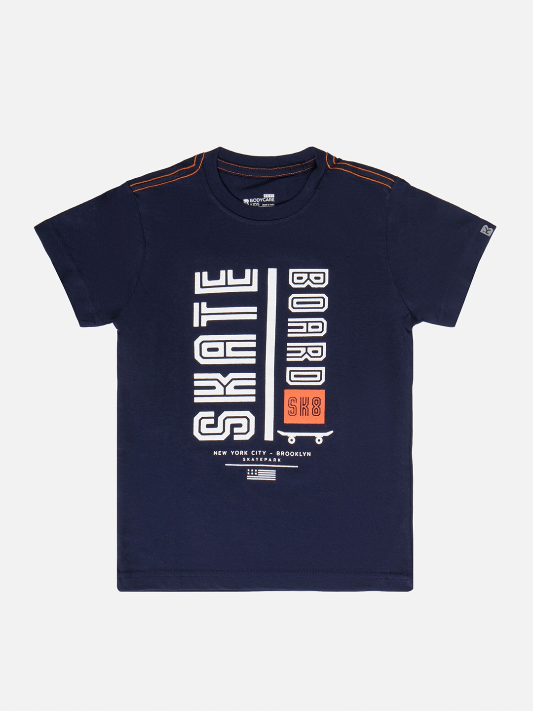 Bodycare Boys Typography Printed Cotton T-shirt, Navy blue