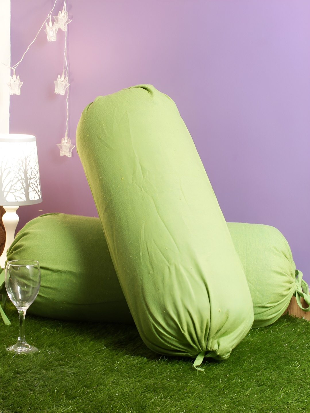 

THE CONVERSION Green 2 Pieces Cotton Bolster Covers