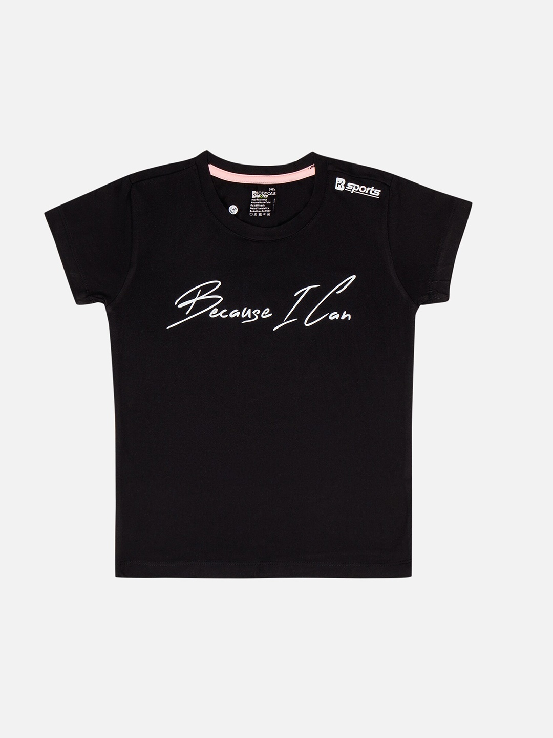 Bodycare Girls Typography Printed Short Sleeves T-shirt, Black