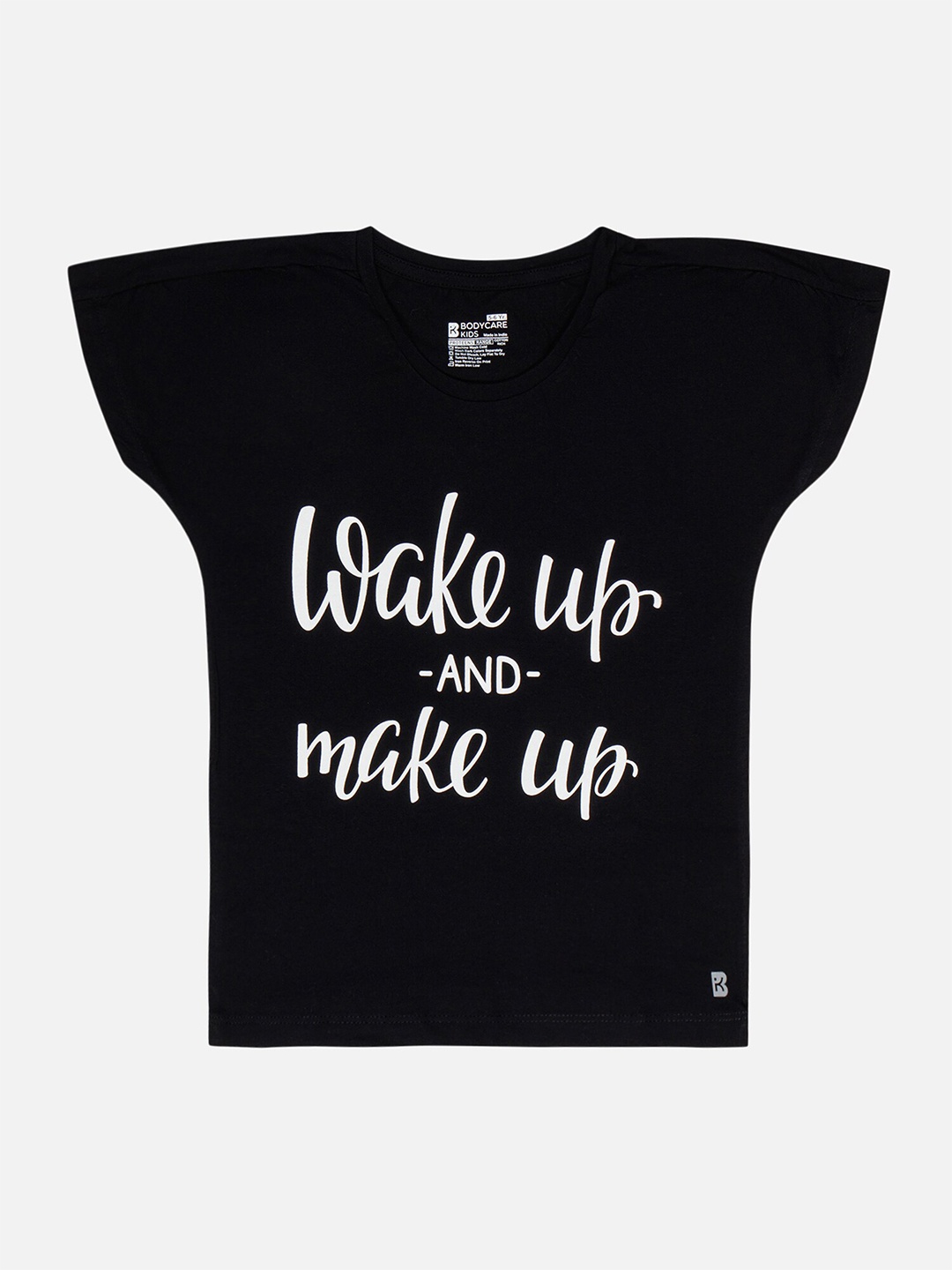 

Bodycare Girls Typography Printed Cotton T-shirt, Black