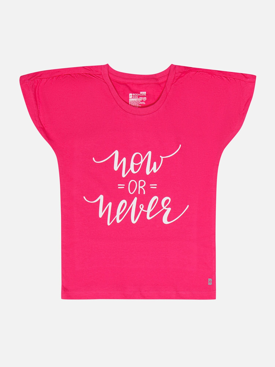 

Bodycare Girls Typography Printed Cotton T-shirt, Pink
