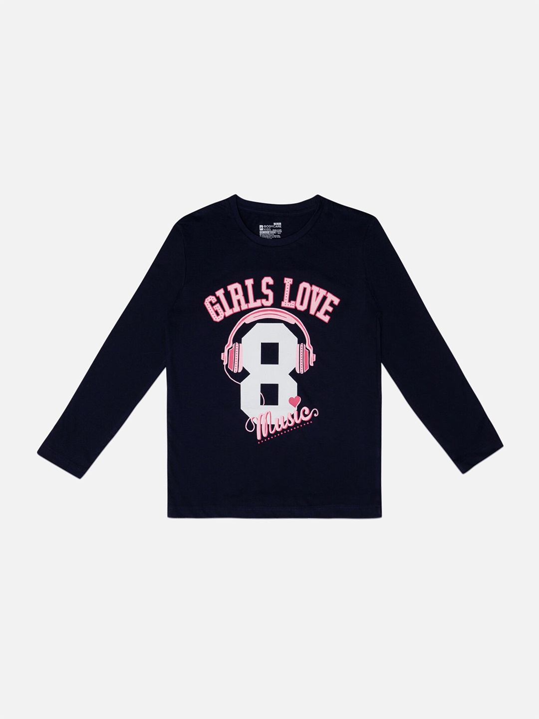 

Bodycare Girls Typography Printed Cotton T-shirt, Navy blue