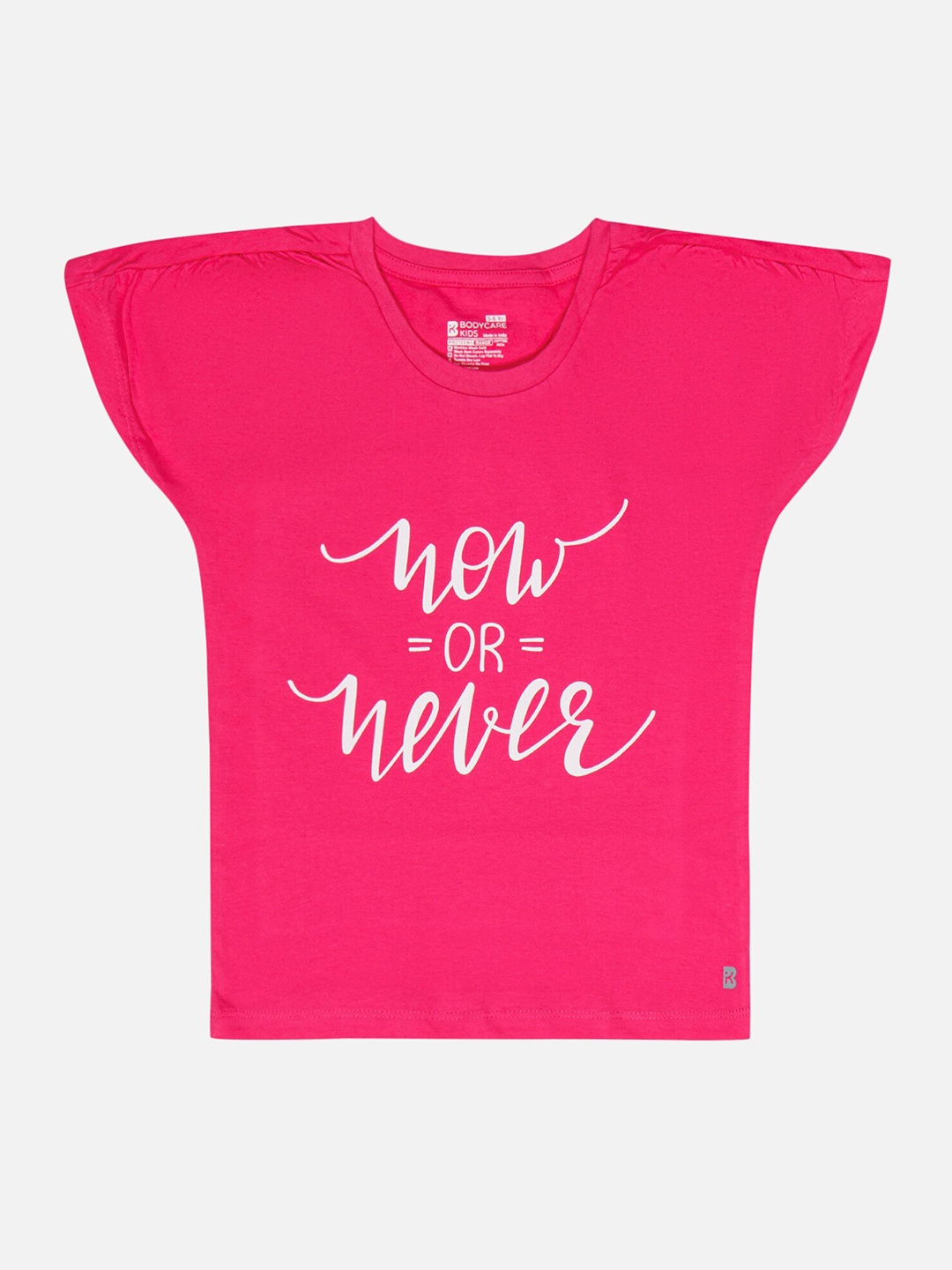 

Bodycare Girls Typography Printed Cotton T-shirt, Pink