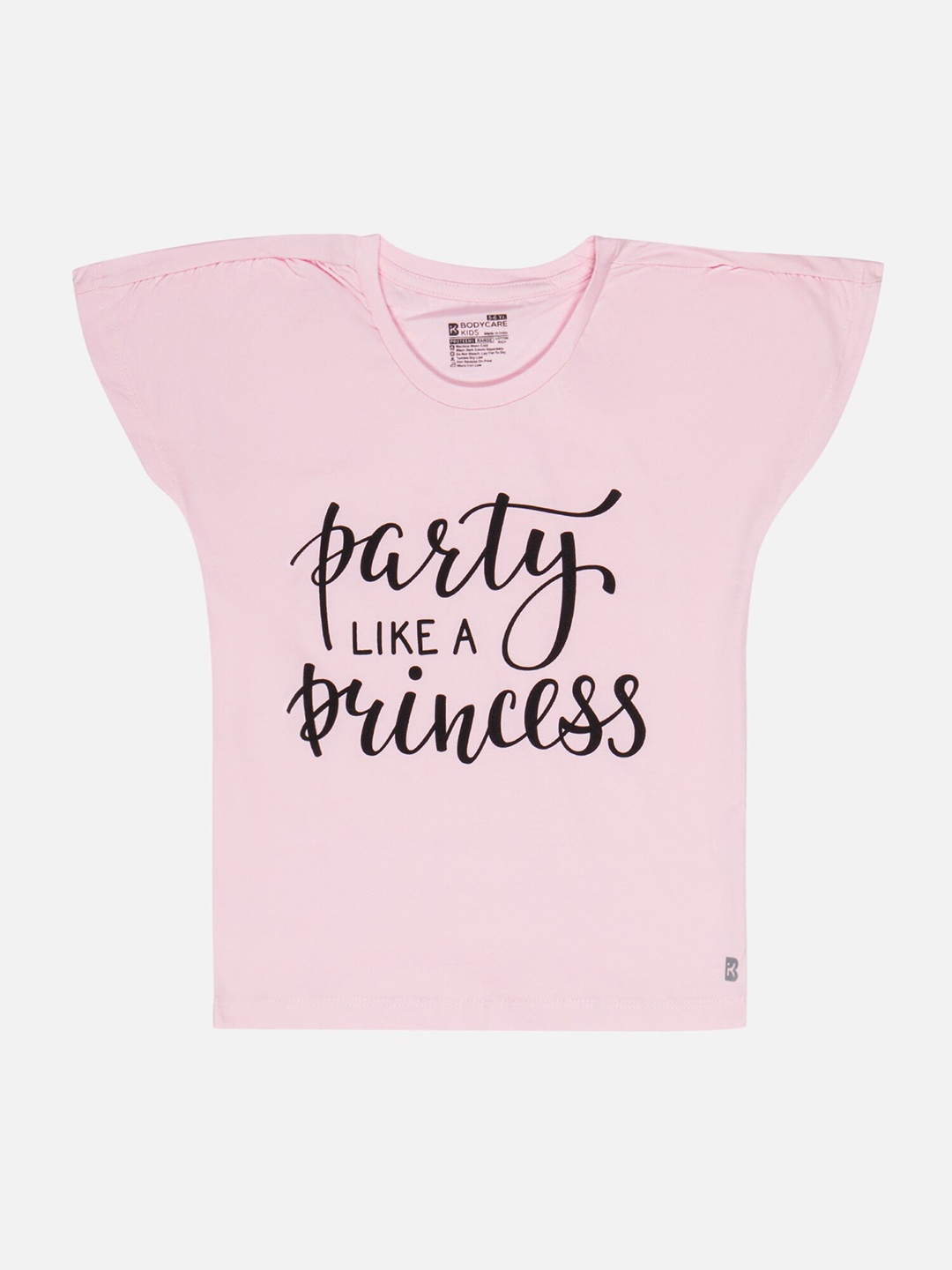 

Bodycare Girls Typography Printed Extended Sleeves Cotton T-shirt, Pink