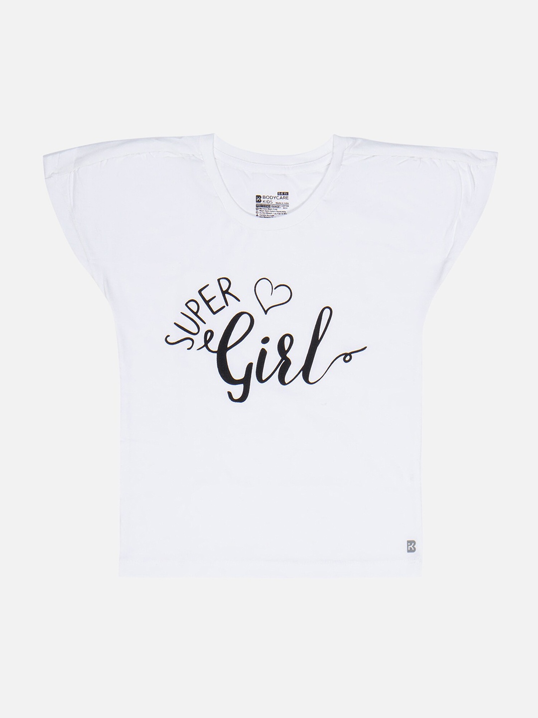 Bodycare Girls Typography Printed Cotton T-shirt, White