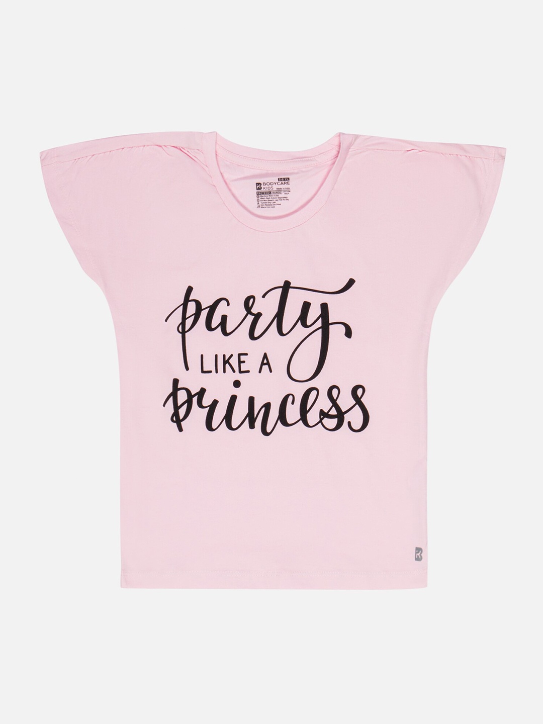Bodycare Girls Typography Printed Extended Sleeves Cotton T-shirt, Pink
