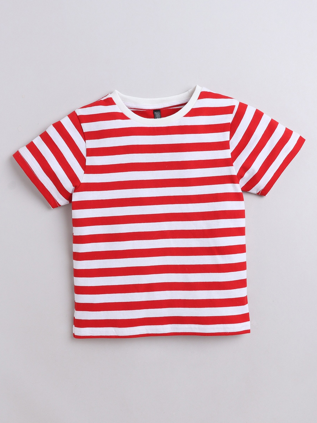 

BAESD Boys Striped Round Neck Pure Cotton T-shirt, Red