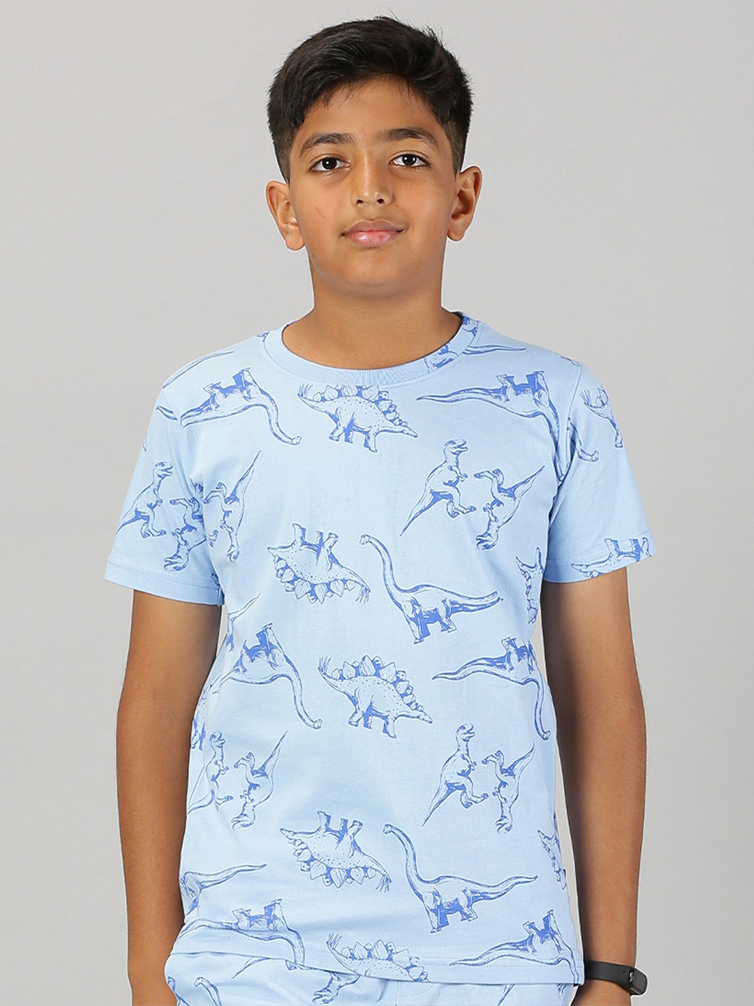 

KiddoPanti Boys Conversational Printed Pure Cotton T-shirt, Blue
