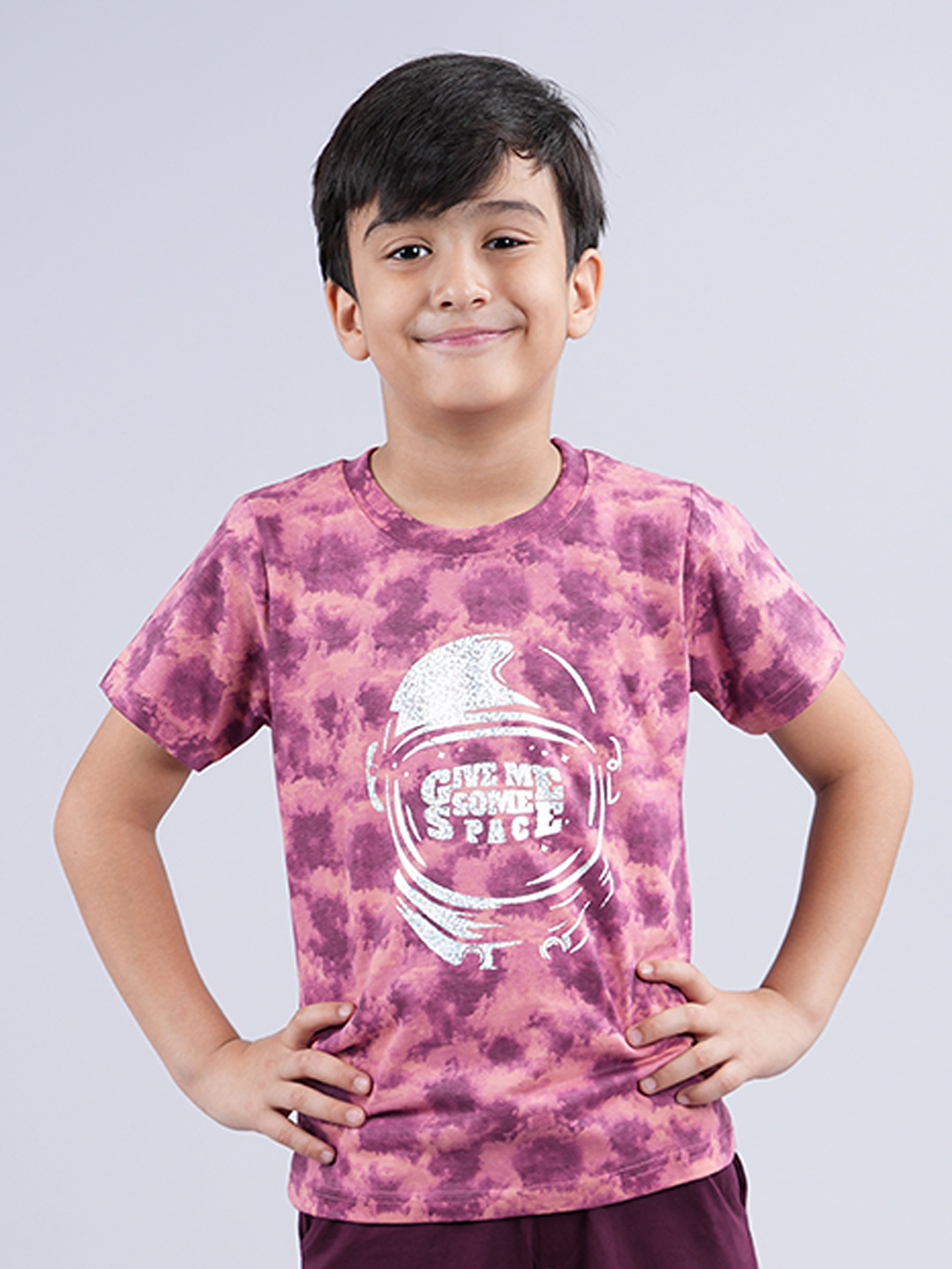 

KiddoPanti Boys Tie & Dye Pure Cotton T-shirt, Coral