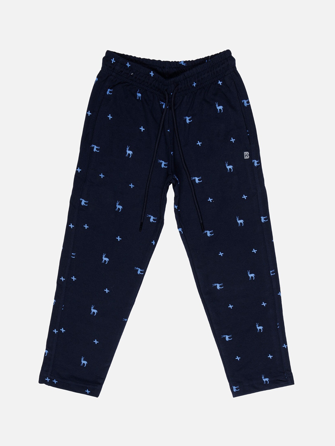 

Bodycare Boys Printed Cotton Mid Rise Joggers, Navy blue