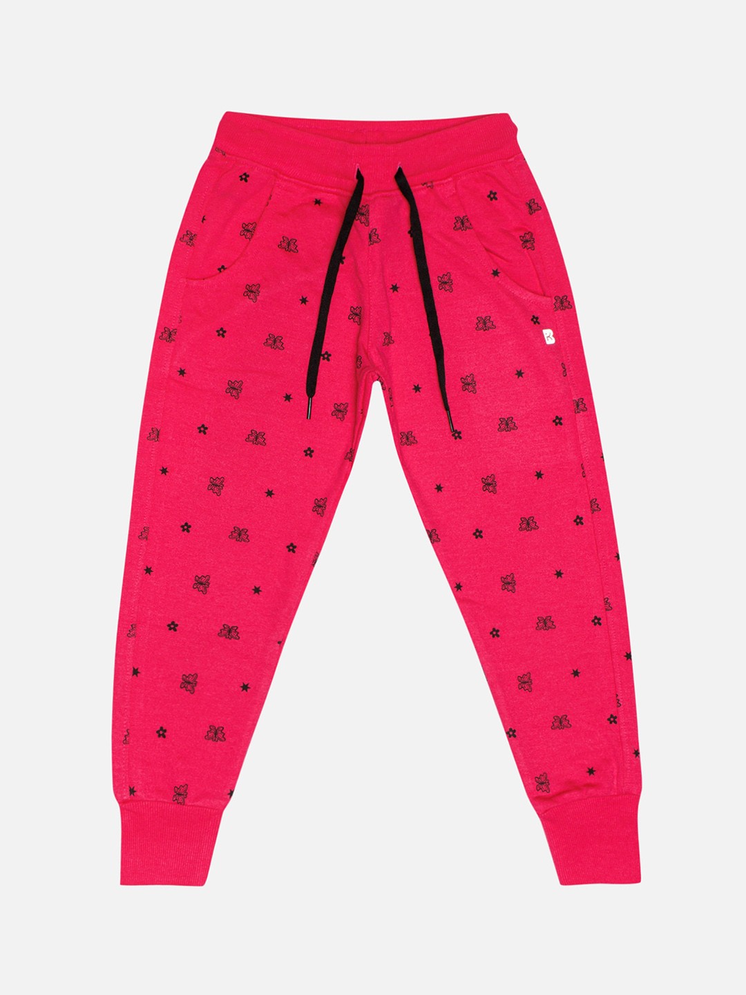 

Bodycare Girls Printed Cotton Mid Rise Joggers, Fuchsia