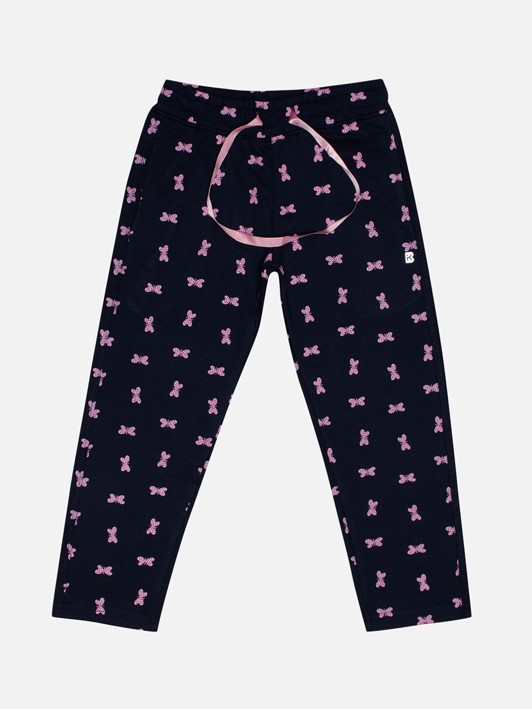 

Bodycare Girls Printed Cotton Mid Rise Track Pants, Navy blue