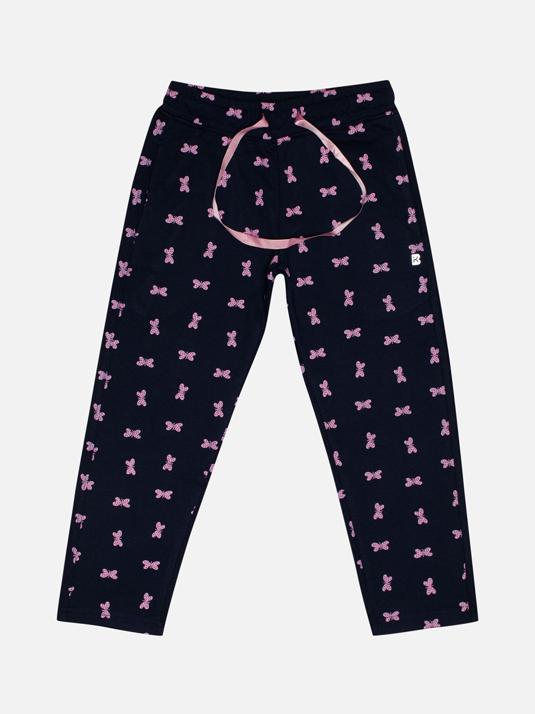 

Bodycare Girls Printed Cotton Mid Rise Joggers, Navy blue