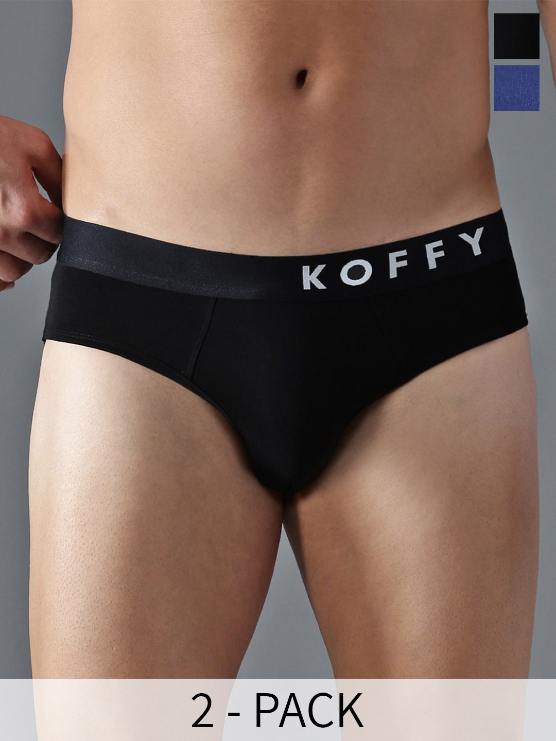 

KOFFY Pack of 2 Form-Soft Premium Micro Modal Fabric Briefs, Black