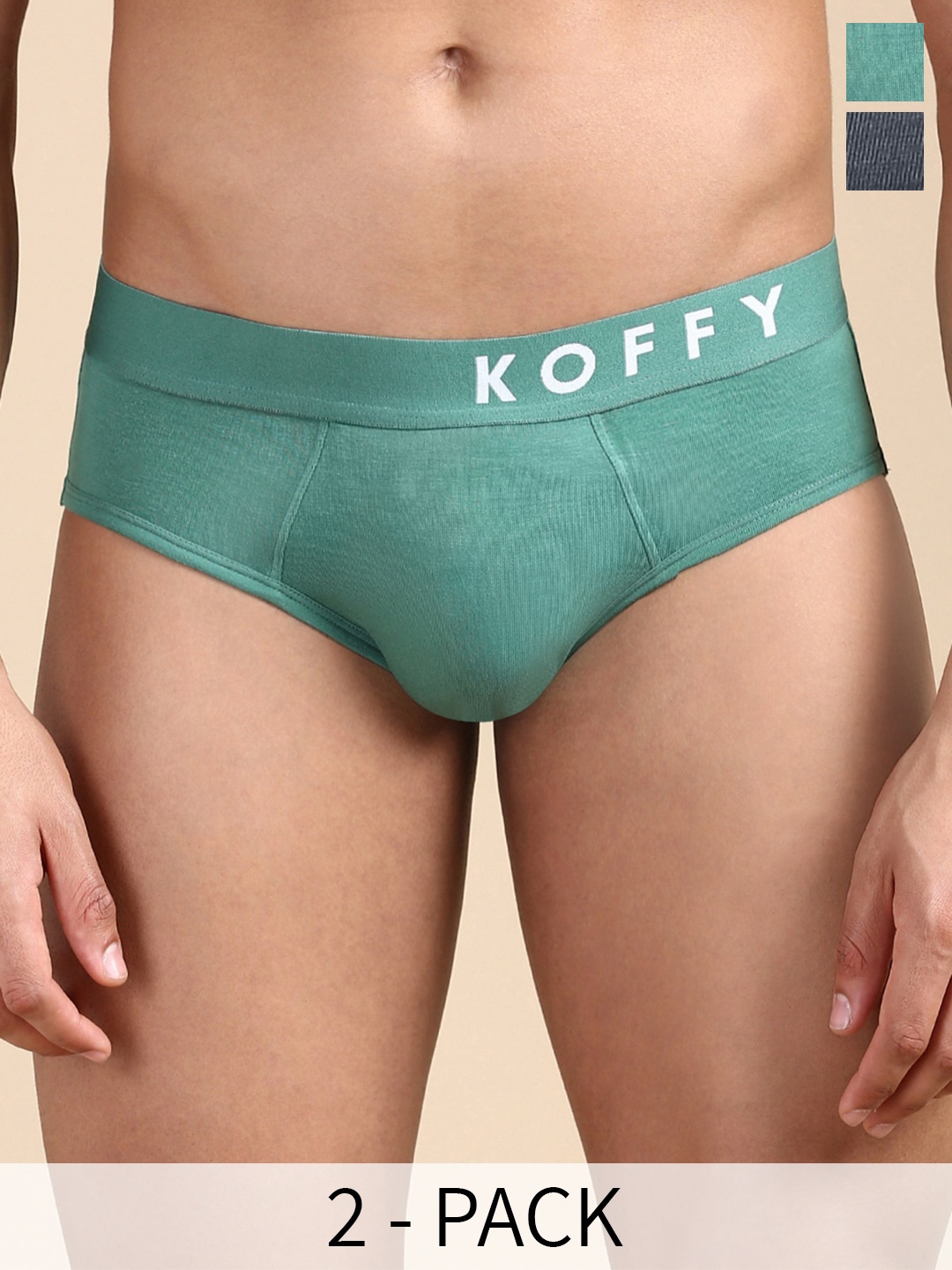 

KOFFY Pack of 2 Form-Soft Premium Micro Modal Briefs, Grey