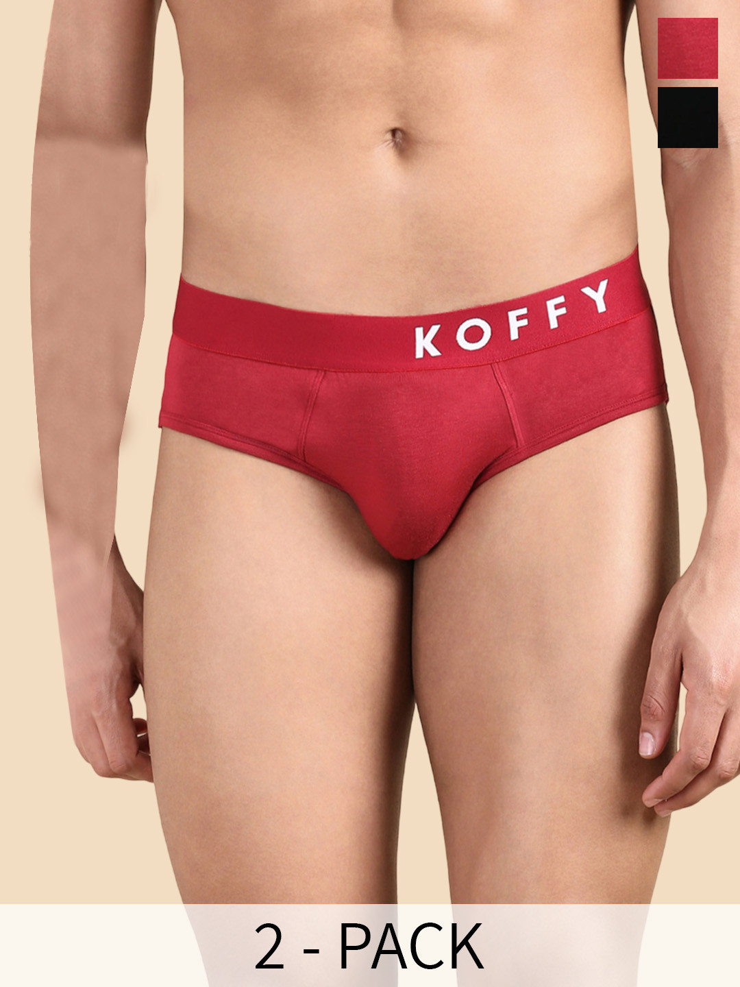 

KOFFY Pack of 2 Men Form-Soft Premium Micro Modal Fabric Briefs, Black