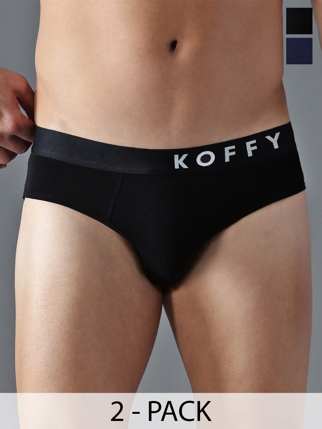 

KOFFY Men Pack of 2 Form-Soft Premium Micro Modal Fabric Briefs, Black