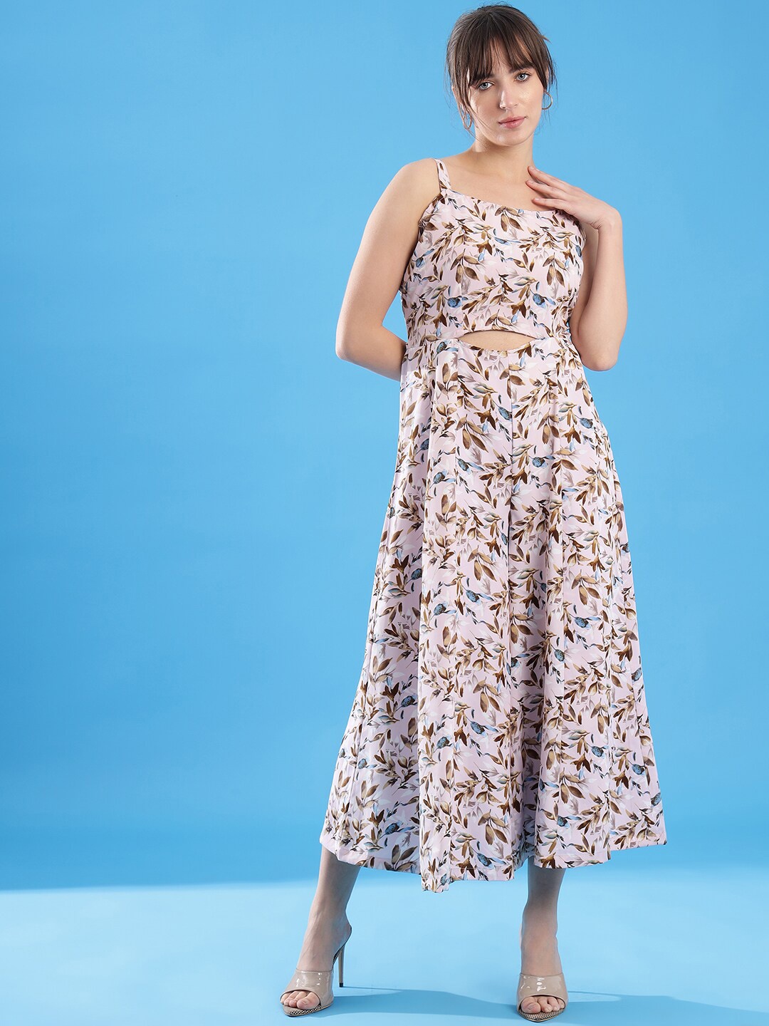 KALINI Floral Printed Basic Jumpsuit, Peach